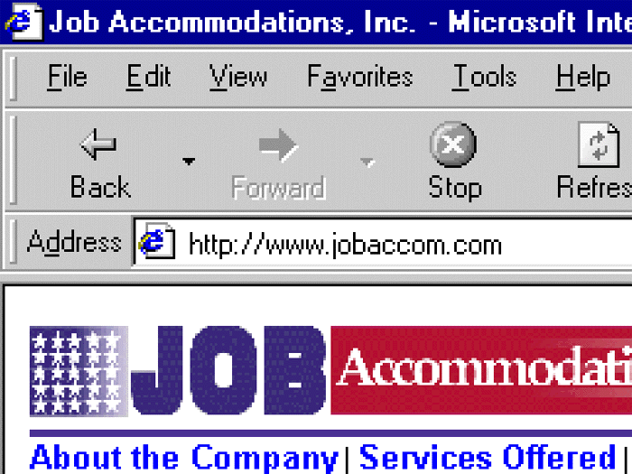 Picture of Job Accommodations web site at 4X magnification
